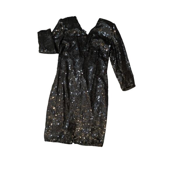 80's Vintage The Silk Collection Black Silk Beaded /Sequin Cocktail Dress Size S - Picture 9 of 10